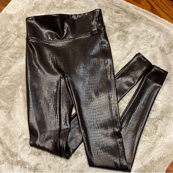 Spanx Faux Leather Croc Leggings dark brown - Picture 2 of 6